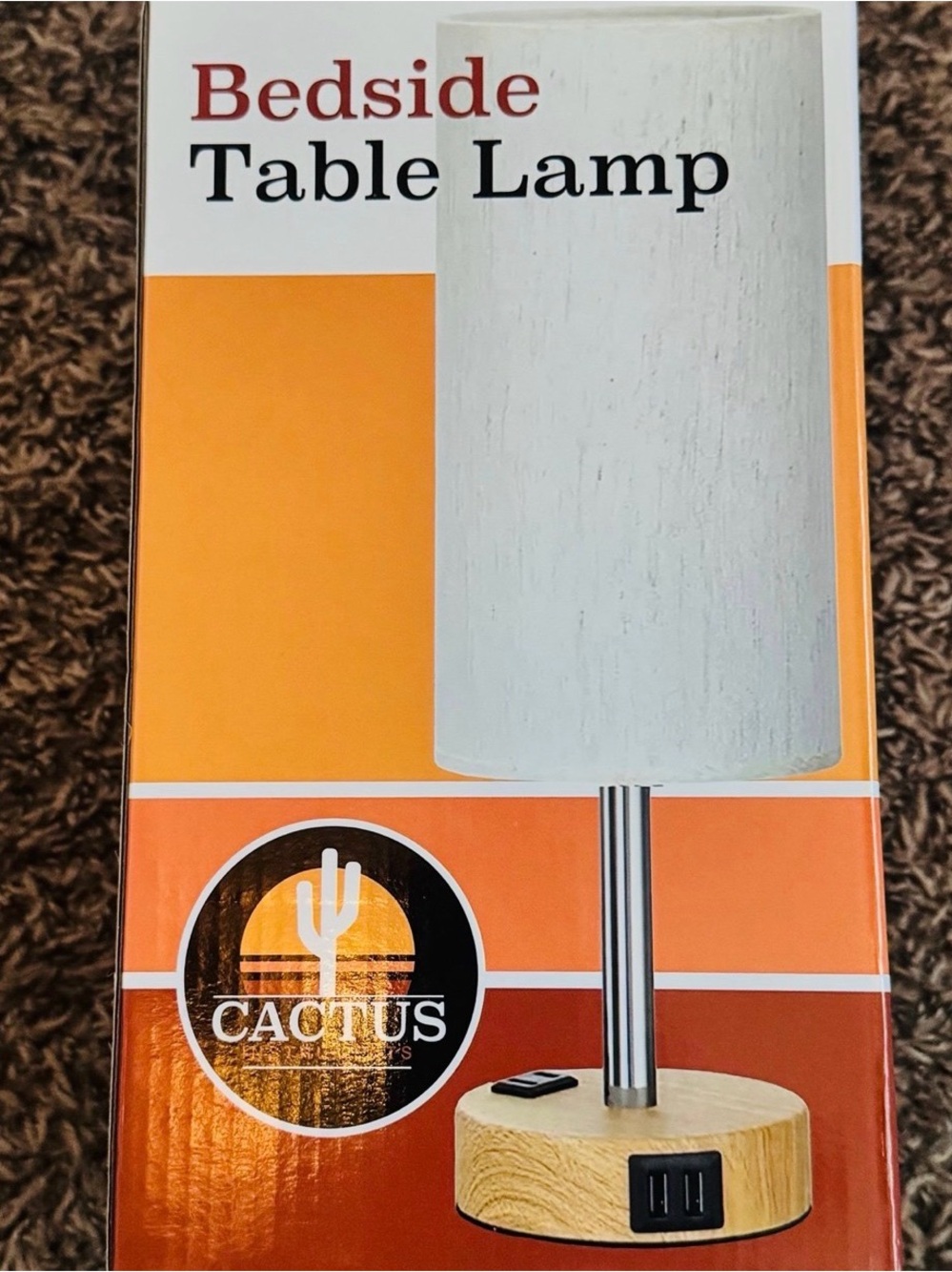 Bedside Table Lamp, LED Touch, USB Charging, Home, Cactus Instruments, NWT